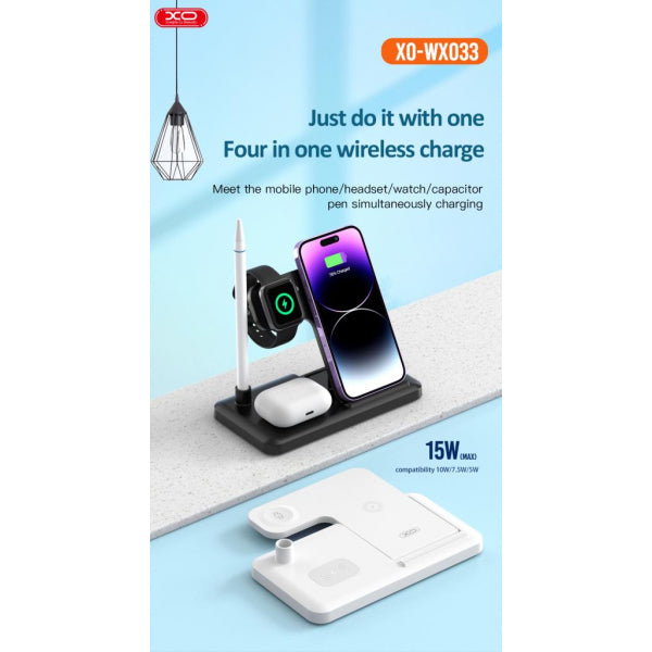 XO Design Wireless Charger WX033 4in1, 15W, 1.67A, Black