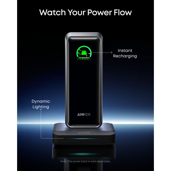 Anker Desktop Charger for Powerbank Prime, 150W, 5A, 1 x Pogo Pin - 1 x USB-A - 2 x USB-C, Black A1903G11