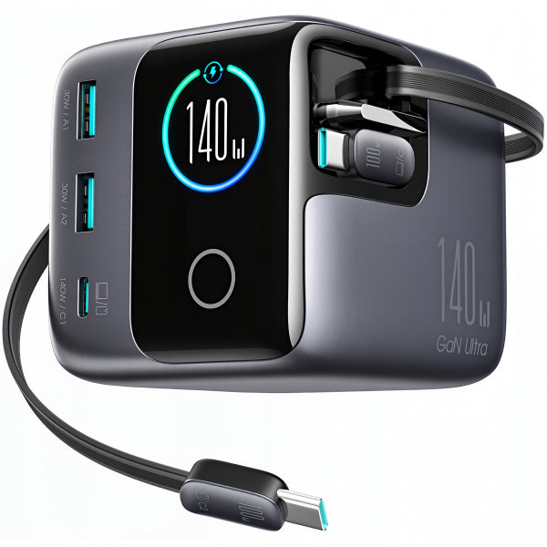 Joyroom Desktop Charger Podix JR-TRD01, 140W, 1 x USB-C - 2 x USB-A, with USB-C Cable, Grey