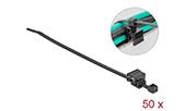 Delock Kabelbinder mit Befestigungsclip L 200 x B 4,8 mm schwarz 50 Stück