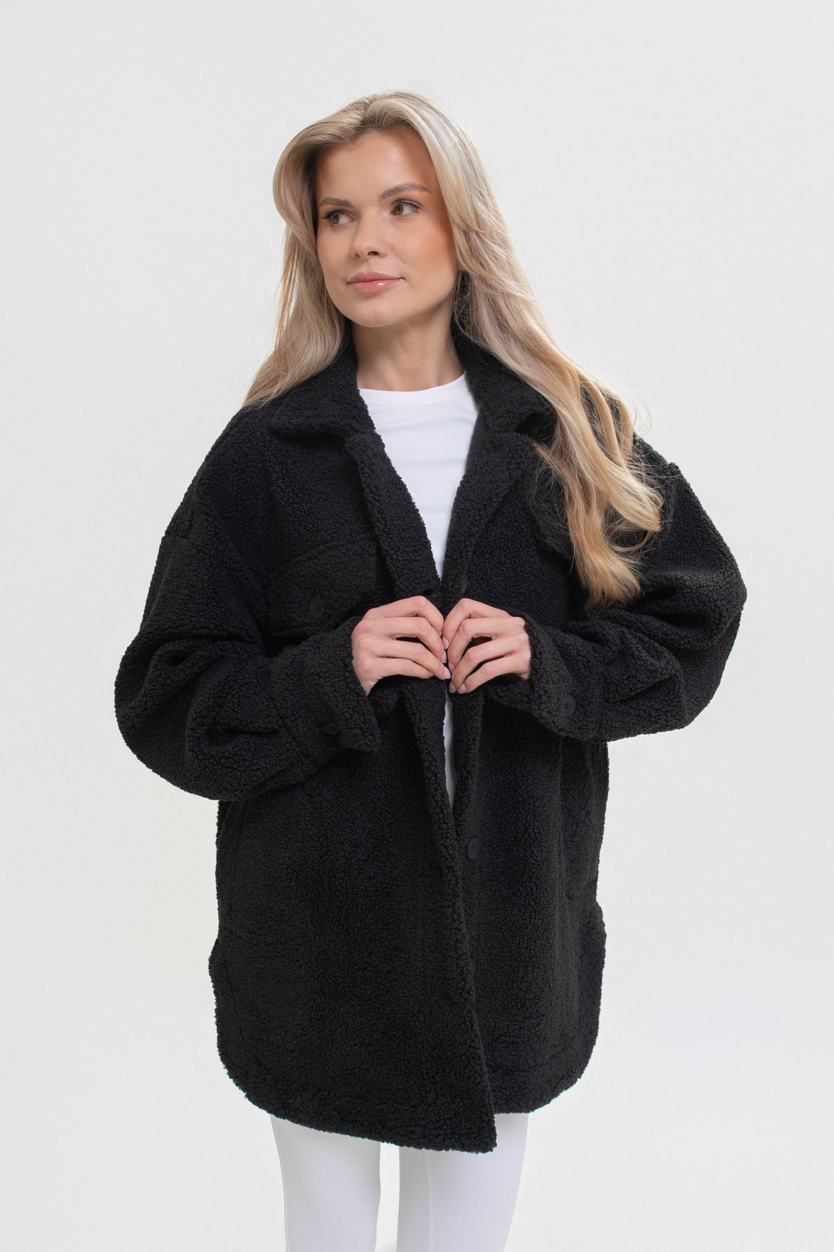 Chemise chaude pour femme en agneau, boutonnée