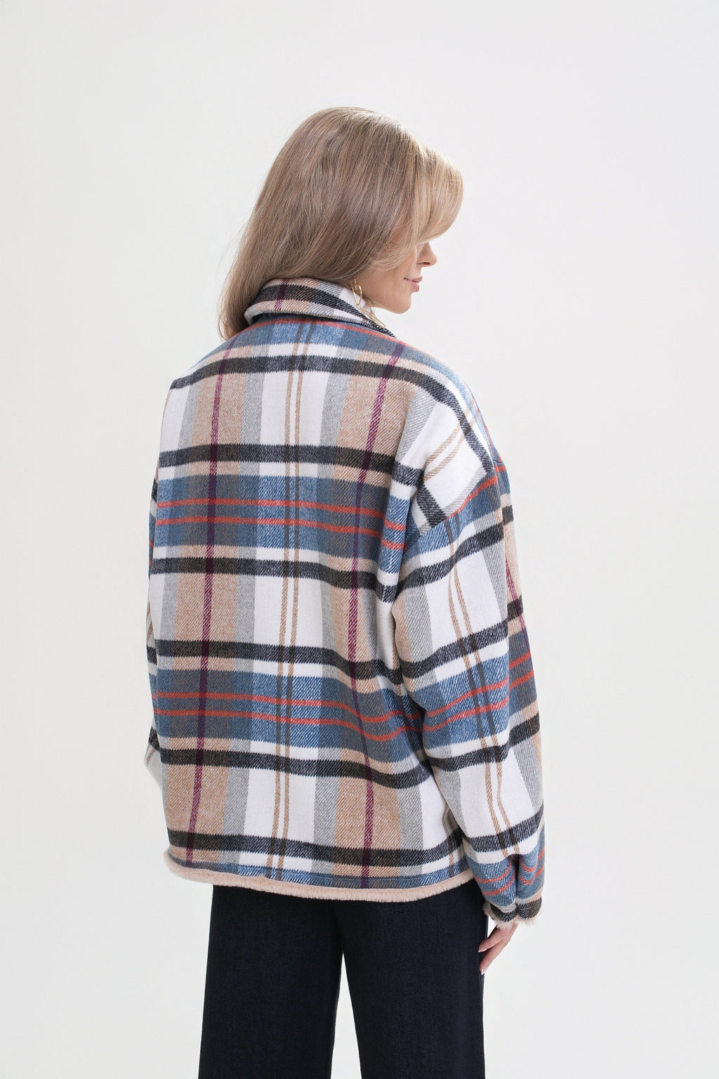 Chemise à carreaux pour femme avec motif floral et taie d'oreiller en forme d'ours