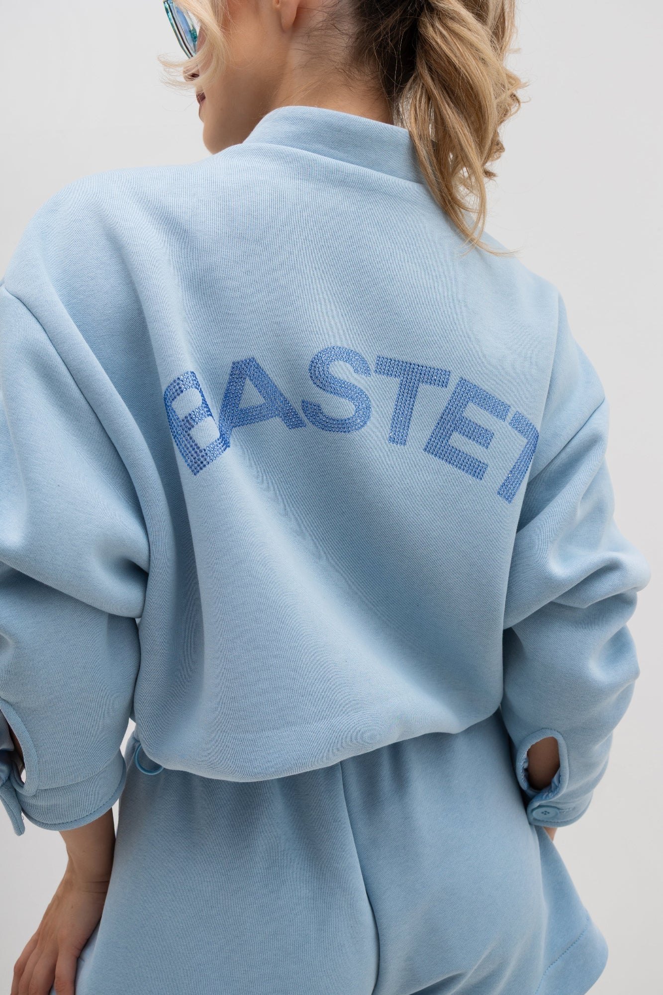 Veste bomber en molleton avec logo - col montant, boutons et doublure
