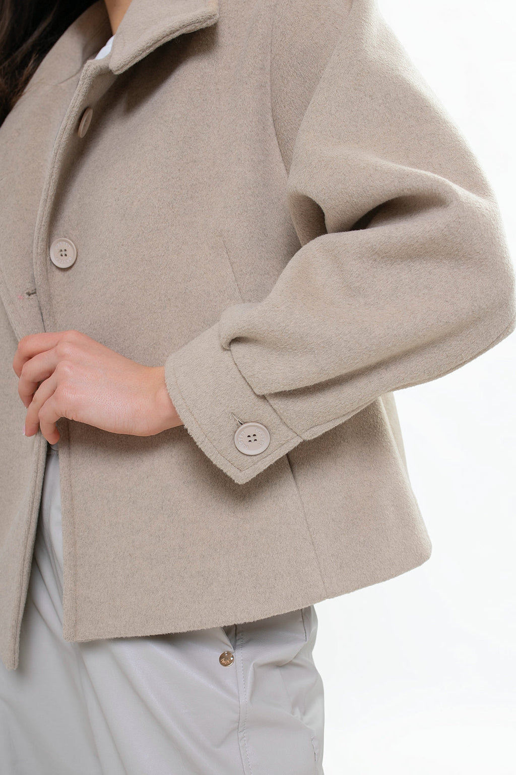 Veste pour femme en molleton, avec col montant et plis creux