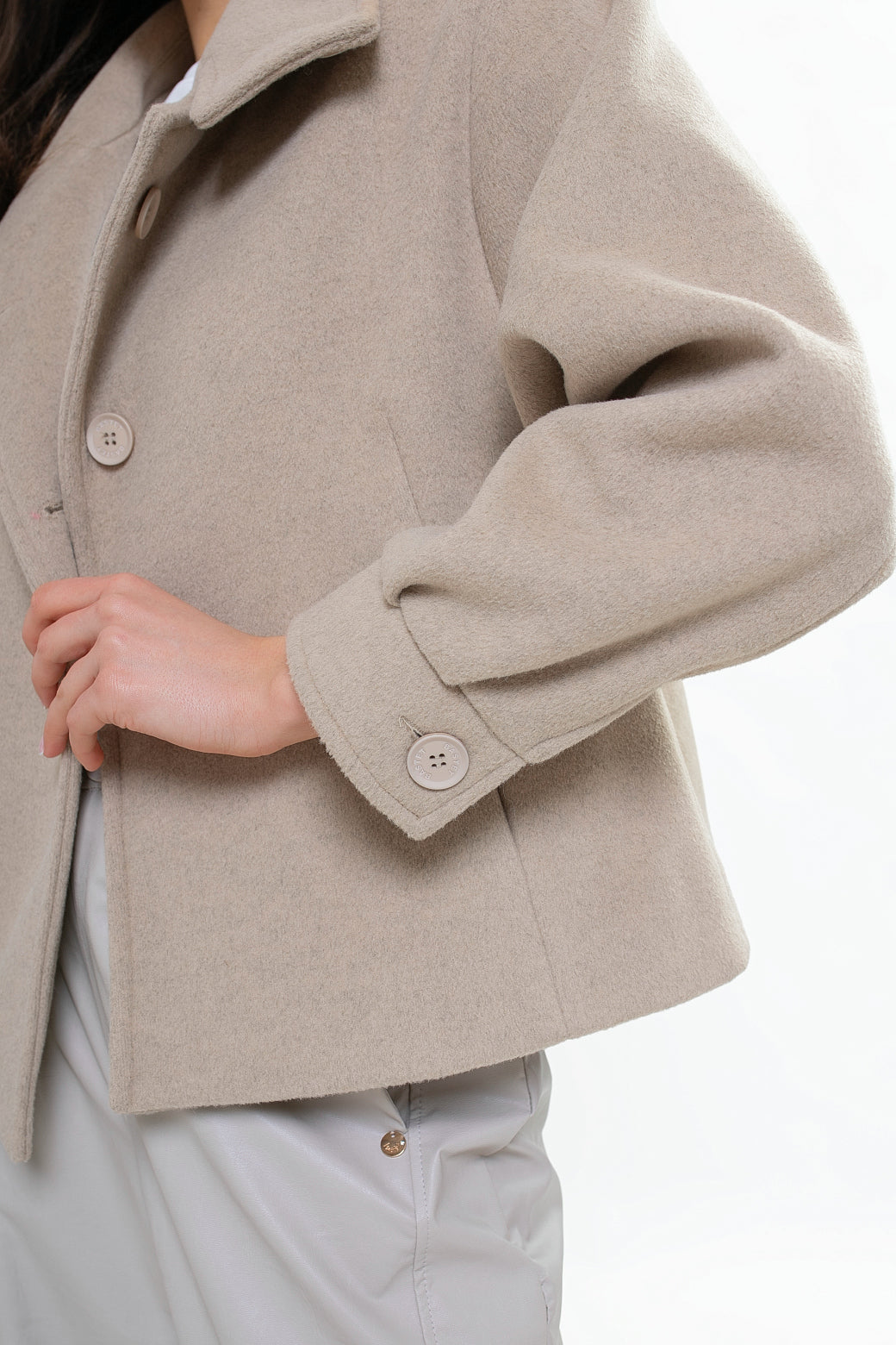 Veste pour femme en molleton, avec col montant et plis creux