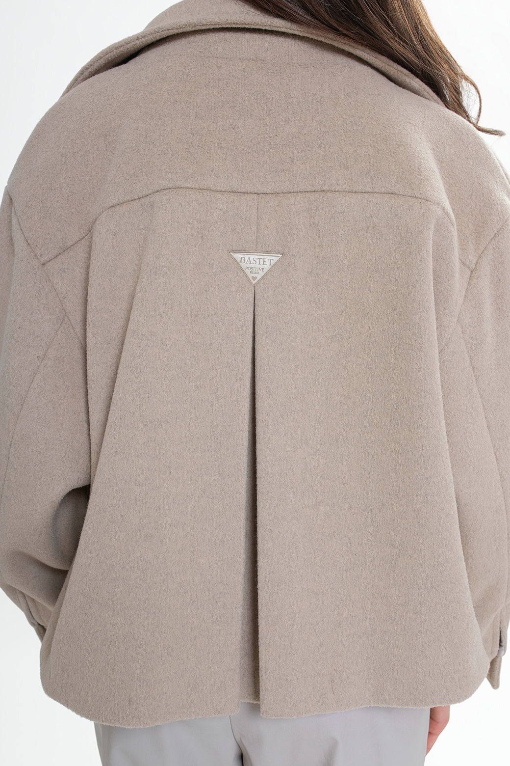 Veste pour femme en molleton, avec col montant et plis creux