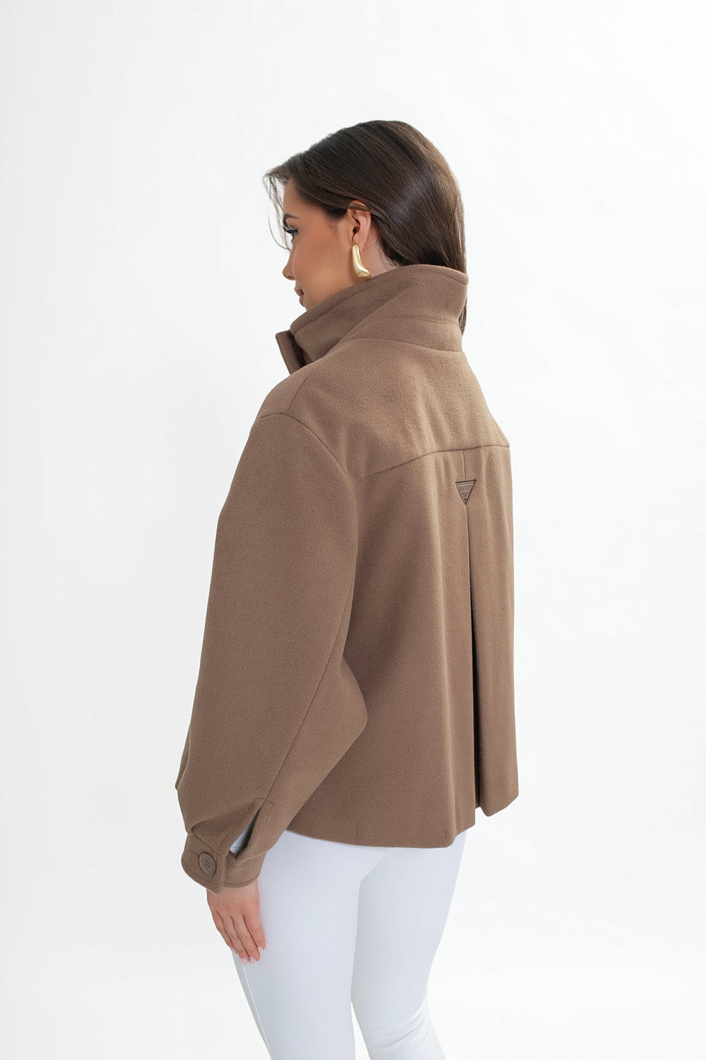 Veste pour femme en molleton, avec col montant et plis creux