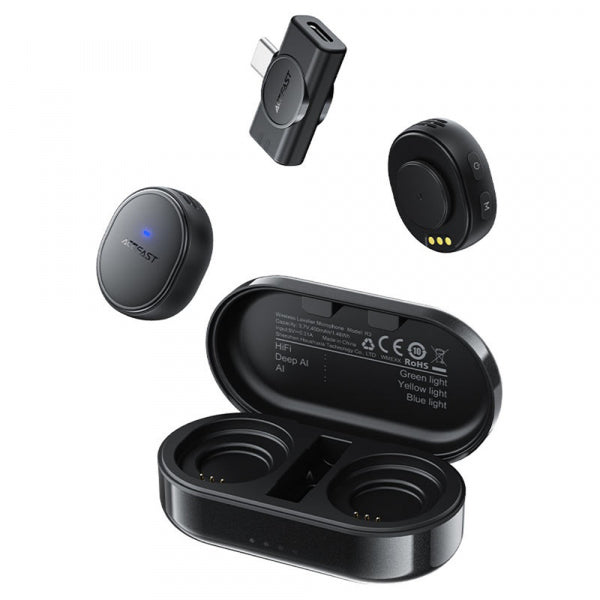 Acefast Wireless Microphone R3, USB-C, 2-Pack, Black