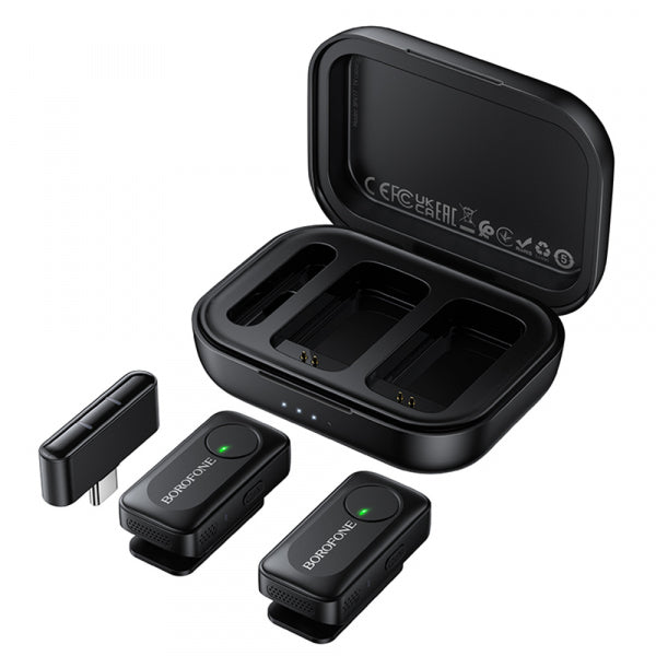 Borofone Wireless Microphone BFK17 Lemai, USB-C, 2-Pack, Black
