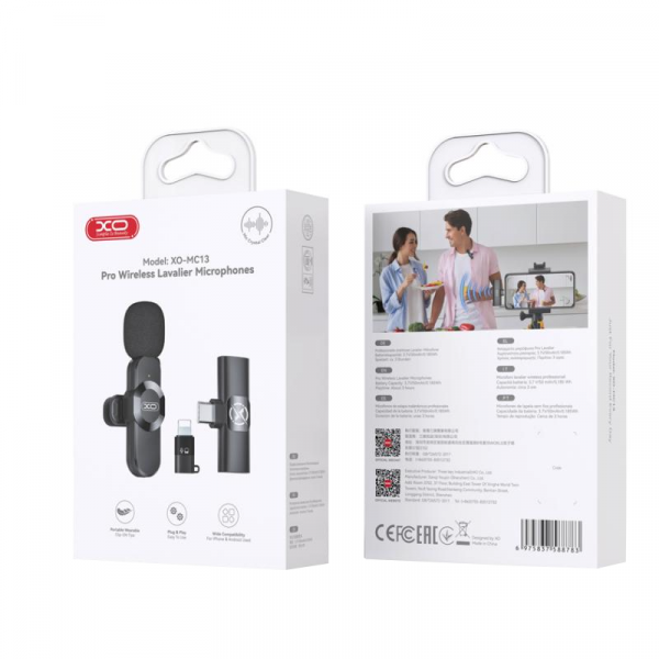 XO Design Wireless Microphone MC13, USB-C / Lightning, Black