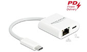 Delock USB Type-C Adapter zu Gigabit LAN 10/100/1000 Mbps mit PD, weiß