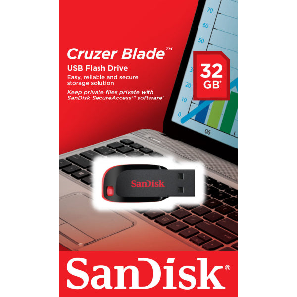 SanDisk USB-A 2.0 FlashDrive Cruzer Blade, 32Gb SDCZ50-032G-B35