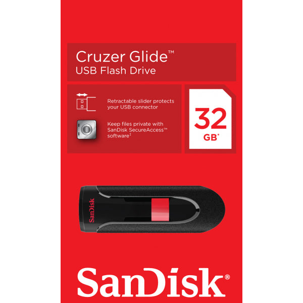 SanDisk USB-A 2.0 FlashDrive Cruzer Glide, 32Gb SDCZ60-032G-B35