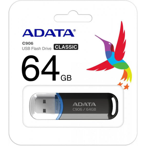 Adata USB-A 2.0 FlashDrive C906, 64Gb AC906-64G-RBK