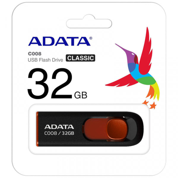 Adata USB-A 2.0 FlashDrive C008, 32Gb AC008-32G-RKD