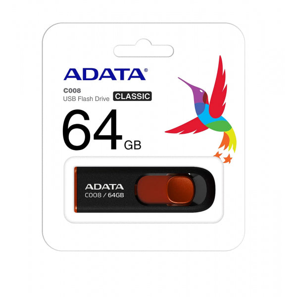 Adata USB-A 2.0 FlashDrive C008, 64Gb AC008-64G-RKD