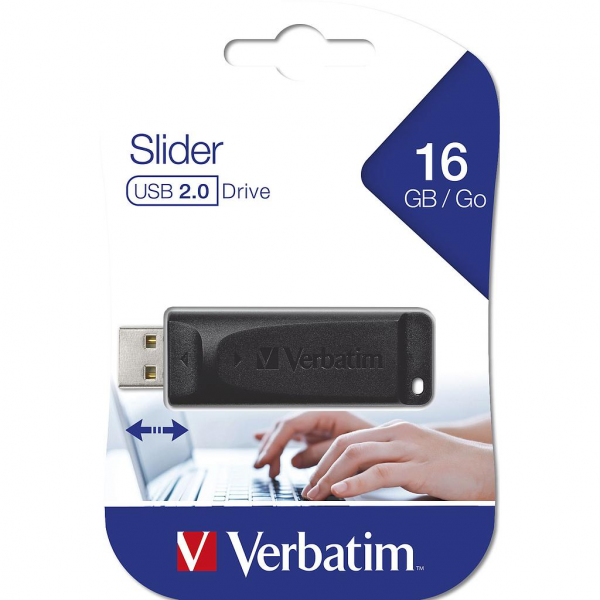 Verbatim USB-A 2.0 FlashDrive PenDrive Slider, 16Gb