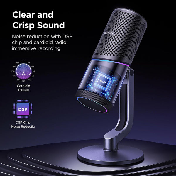 Ugreen Cardioid Microphone CM769 (35629), RGB, USB-A, 2m, Black