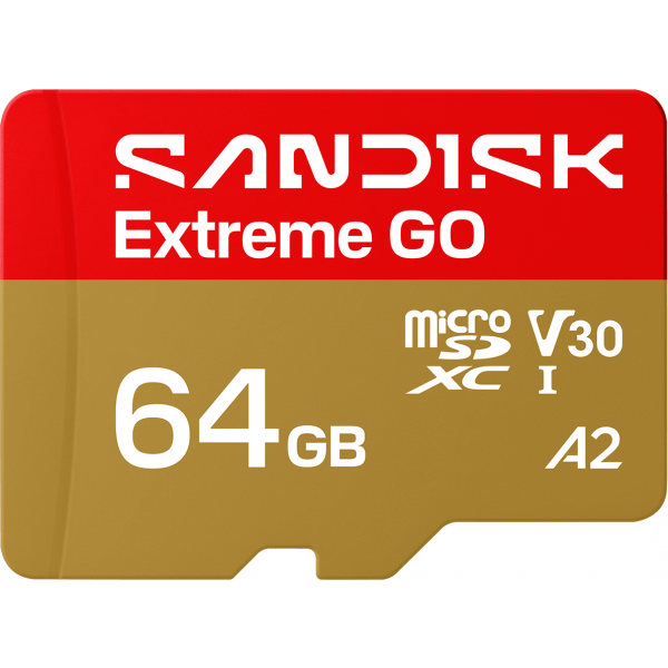 SanDisk microSDXC Memory Card Extreme GO Android A2, 64Gb, Class 10 / UHS-1 U1 SDSQXGN-064G-GN6MN