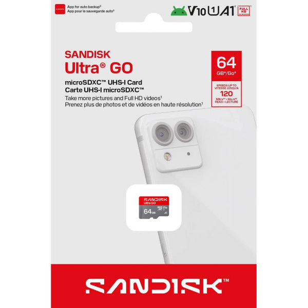 SanDisk microSDXC Memory Card Ultra GO Android A1, 64Gb, Class 10 / UHS-1 U1 SDSQUGN-064G-GN6MN