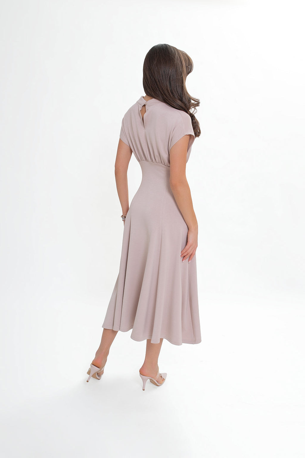 Robe midi en jersey bleu marine - évasée
