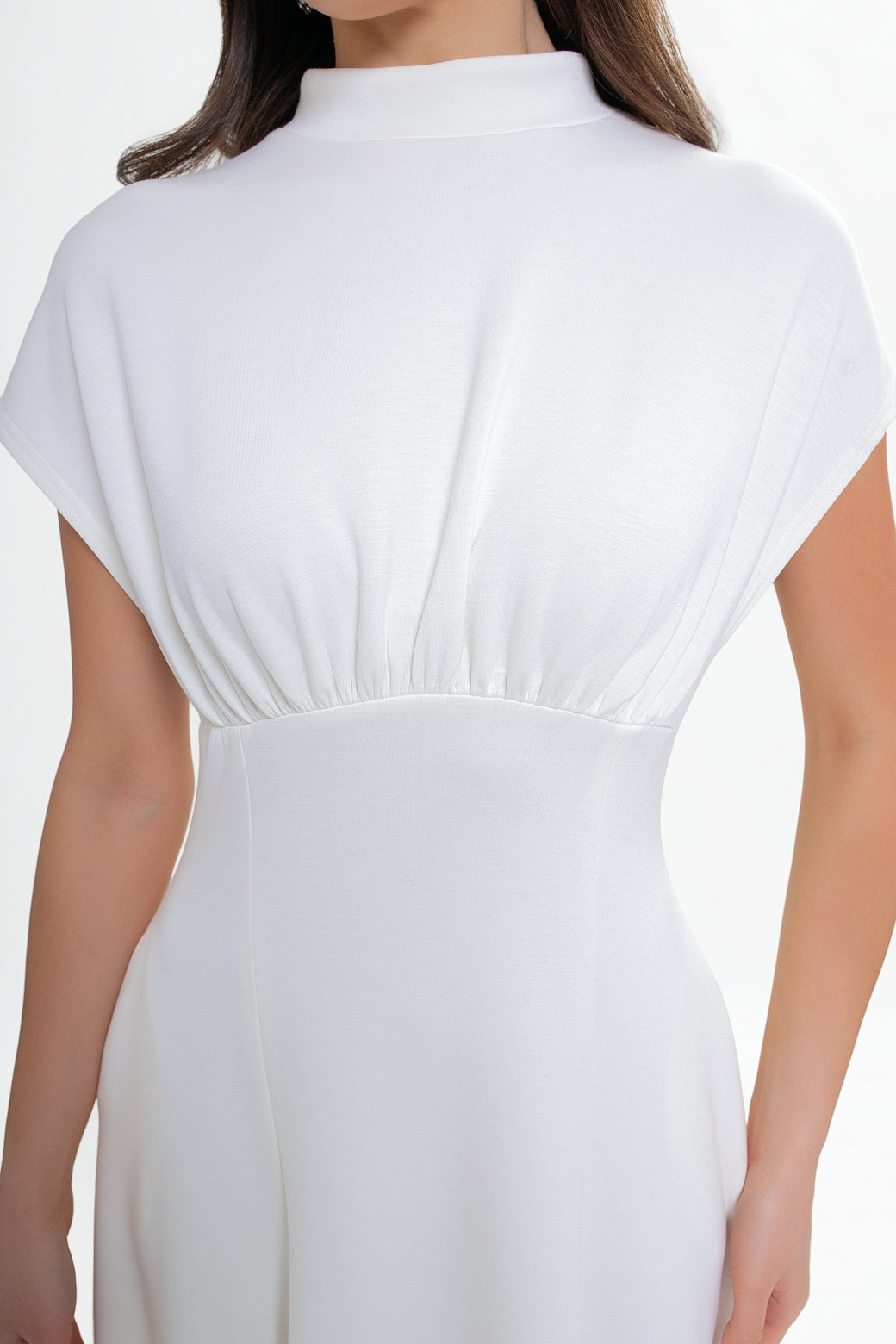 Robe midi en jersey bleu marine - évasée
