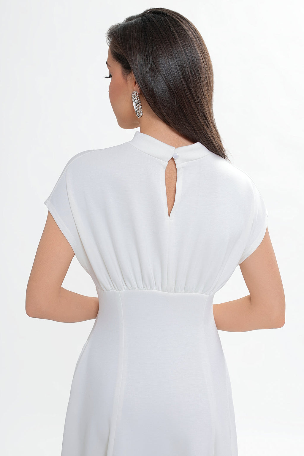 Robe midi en jersey bleu marine - évasée