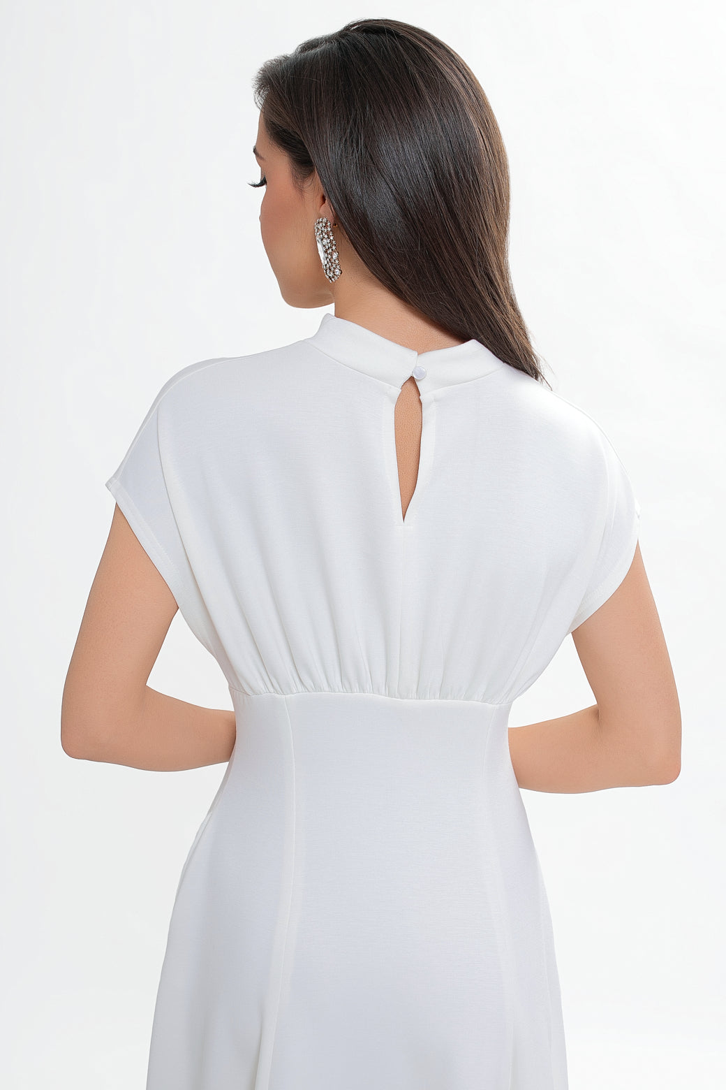 Robe midi en jersey bleu marine - évasée