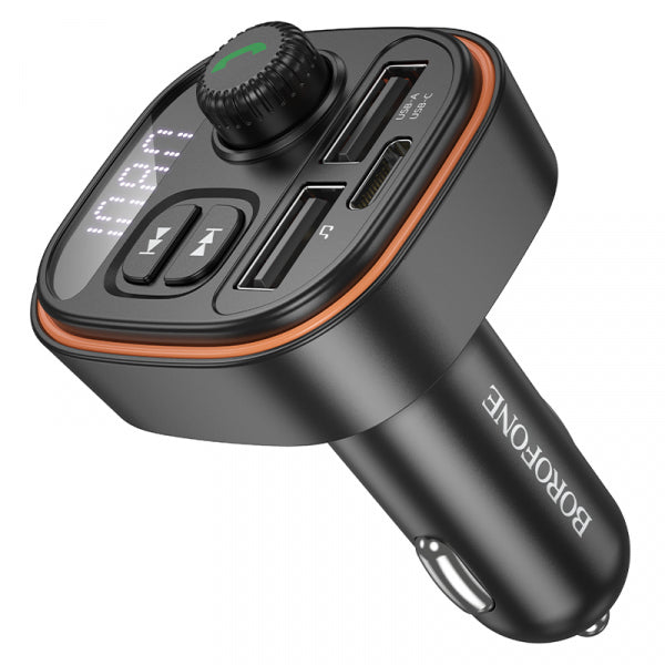 Borofone Bluetooth FM Transmitter and Car Charger BC59 Heroic, 2 x USB-A - 1 x USB-C, Black