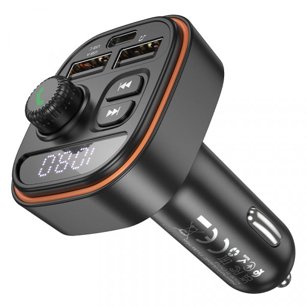 Borofone Bluetooth FM Transmitter and Car Charger BC59 Heroic, 2 x USB-A - 1 x USB-C, Black