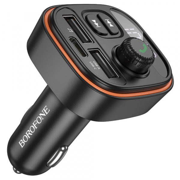 Borofone Bluetooth FM Transmitter and Car Charger BC59 Heroic, 2 x USB-A - 1 x USB-C, Black