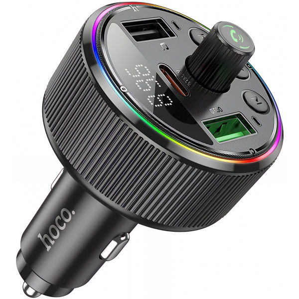 Hoco Bluetooth FM Transmitter and Car Charger E82, 2 x USB-A - 1 x USB-C, Black