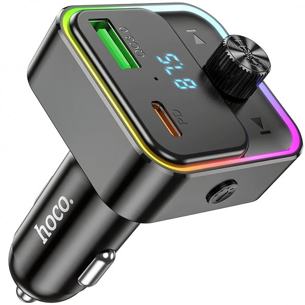 Hoco Bluetooth FM Transmitter and Car Charger E81, 1 x USB-A - 1 x USB-C, Black