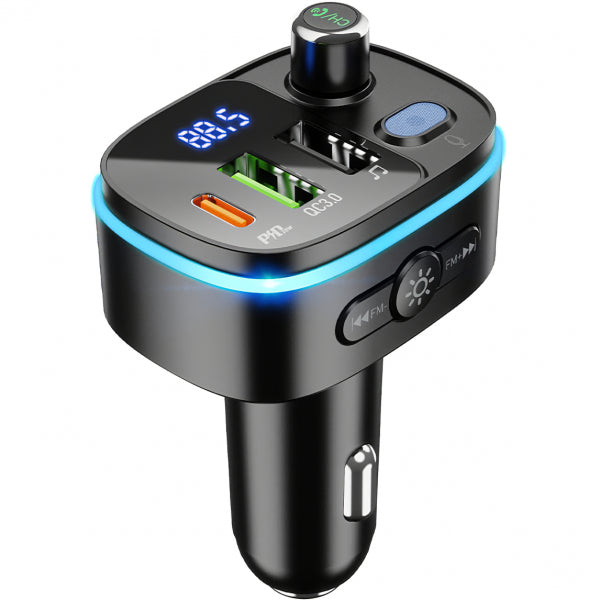 Hoco Bluetooth FM Transmitter and Car Charger E62 Fast, 2 x USB-A - 1 x USB-C, Black