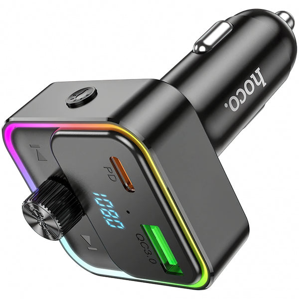 Hoco Bluetooth FM Transmitter and Car Charger E81, 1 x USB-A - 1 x USB-C, Black
