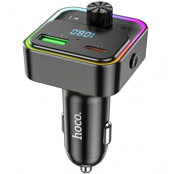 Hoco Bluetooth FM Transmitter and Car Charger E81, 1 x USB-A - 1 x USB-C, Black