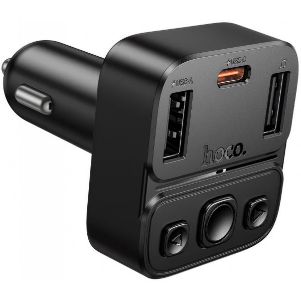 Hoco Bluetooth FM Transmitter and Car Charger E87, 2 x USB-A - 1 x USB-C, Black