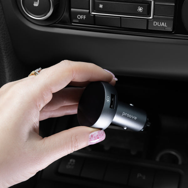 Proove Bluetooth FM Transmitter and Car Charger 1 x USB-A - 1 x USB-C - 1 x microSD, Grey FMSS30110003