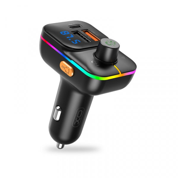 XO Design Bluetooth FM Transmitter and Car Charger BCC09, 2 x USB-A - 1 x USB-C - 1 x microSD, Black