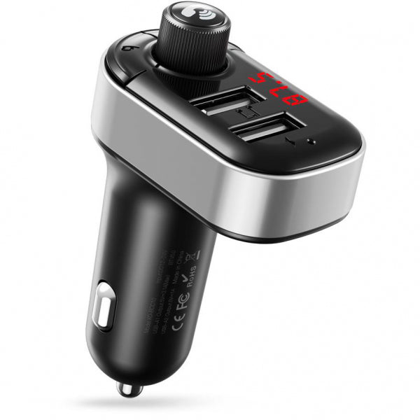 XO Design Bluetooth FM Transmitter and Car Charger BCC10, 2 x USB-A, Black