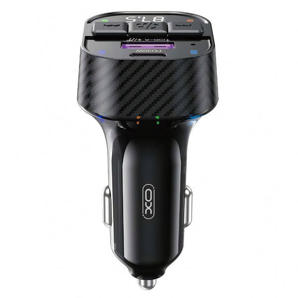 XO Design Bluetooth FM Transmitter and Car Charger BCC17, 1 x USB-A - 1 x USB-C, Black