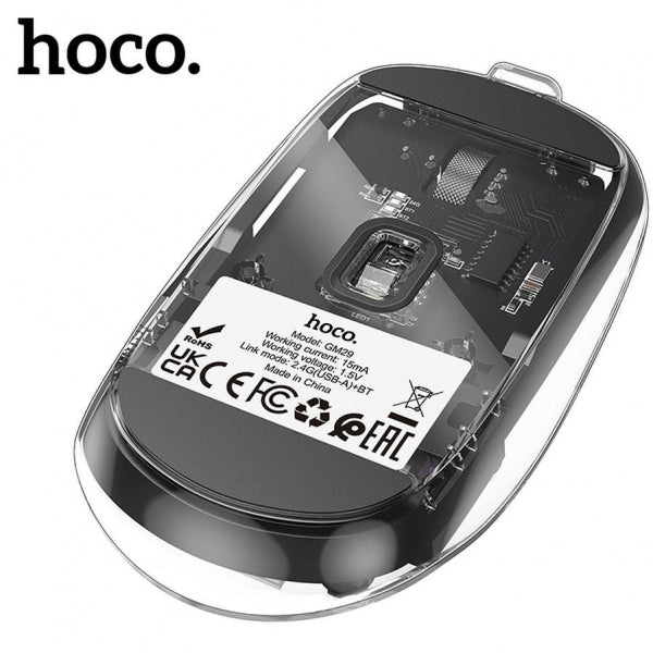 Hoco Wireless Mouse GM29, 1600DPI, BT / Wi-Fi, Black