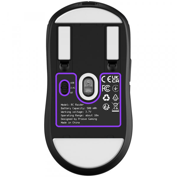 Proove Wireless Gaming Mouse RC Raider 8K, 800DPI - 32000DPI, BT / Wi-Fi / Wired, Black WMRR00122001