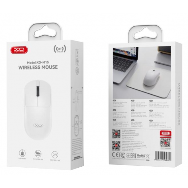 XO Design Wireless Mouse M15, 1600DPI, BT / Wi-Fi, White