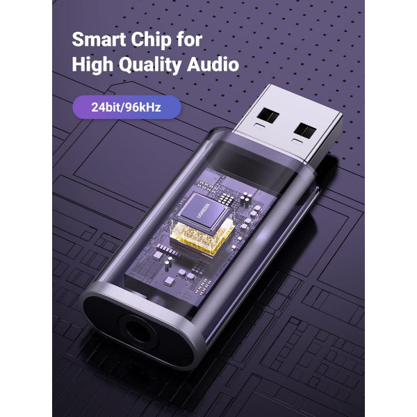 Ugreen External Sound Card CM383, 1 x Jack 3.5mm, Grey