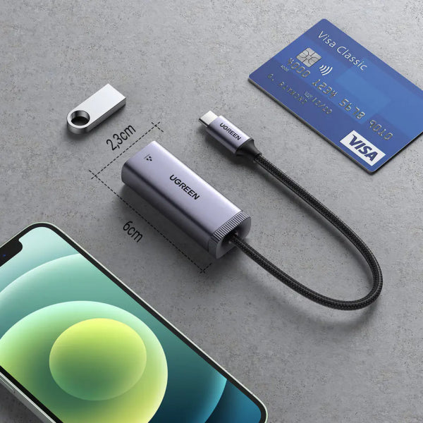 Ugreen Ethernet Adapter CM483, RJ45, USB-C, Grey