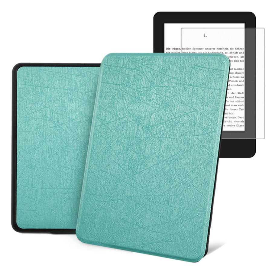 Etui Alogy Leather Smart Case Kindle Paperwhite 4 niebieskie z połyskiem + Szkło