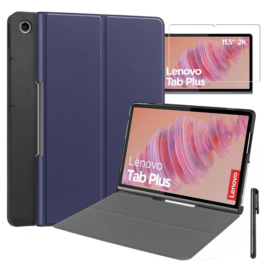 Etui + Szkło do Lenovo Tab Plus 11.5" 2024 TB351FU Alogy Book Cover Case obudowa na tablet Granatowe + Rysik Gratis
