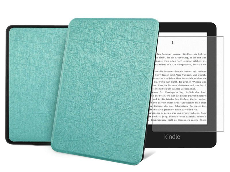 Etui Alogy Leather Smart Case Kindle Paperwhite 4 niebieskie z połyskiem + Szkło