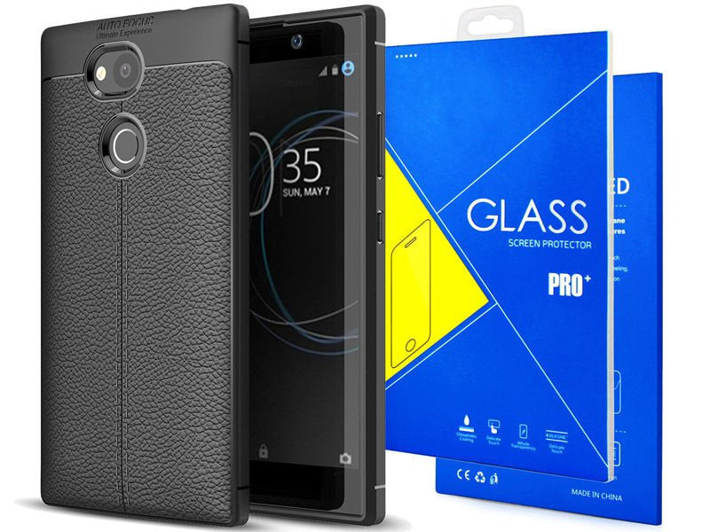 Etui pancerne Alogy leather case Sony Xperia L2 czarne + Szkło